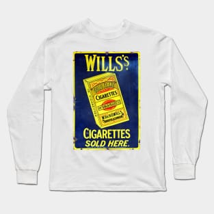 Wills Cigarettes vintage enamel advertising sign Long Sleeve T-Shirt